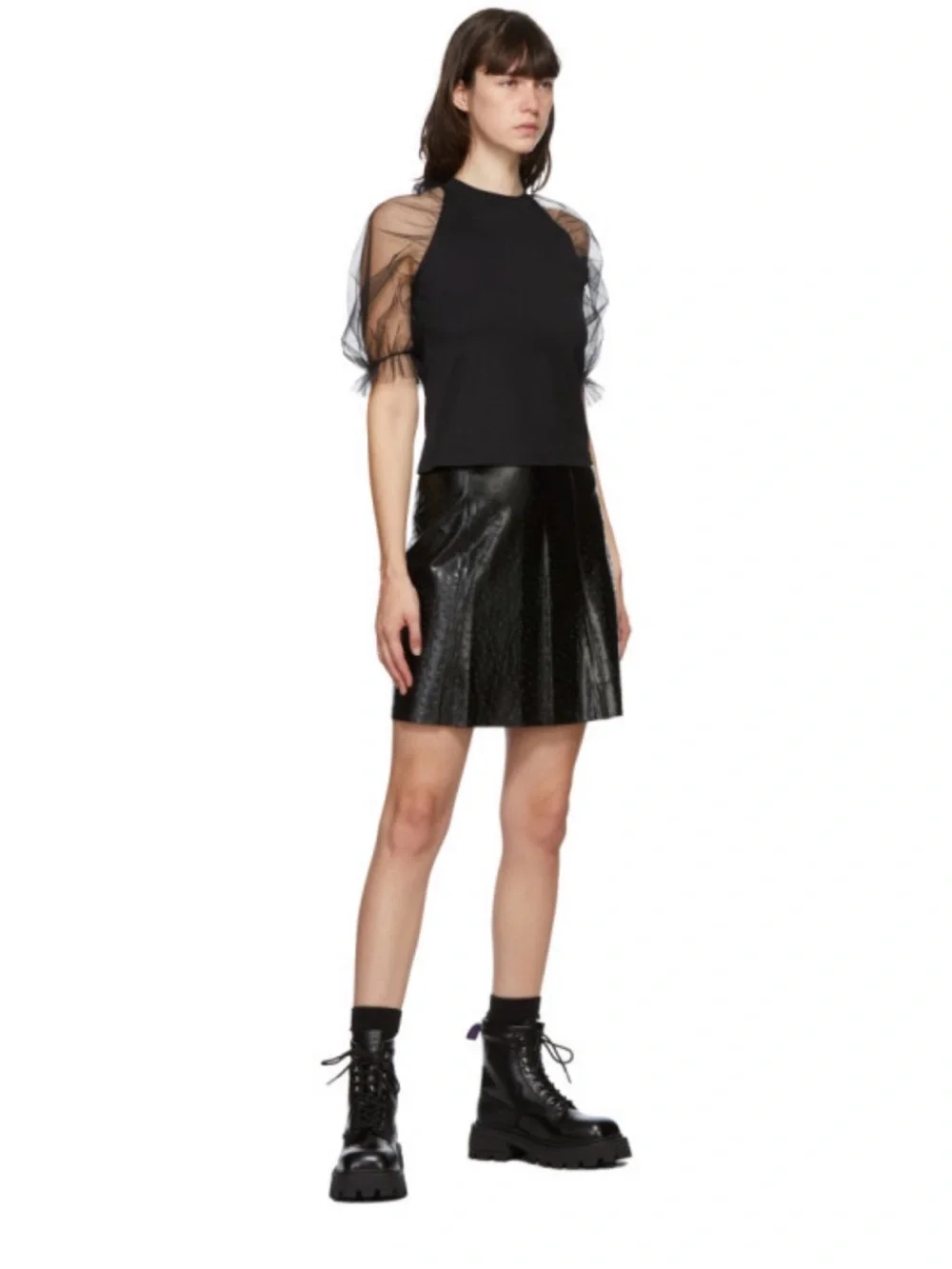 MSGM Black Vinyl Miniskirt